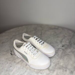 Puma Women’s White and Silver Sneakers